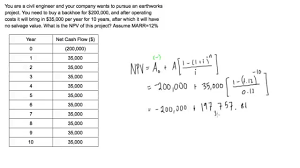 Net Present Value Npv Example Problem Youtube
