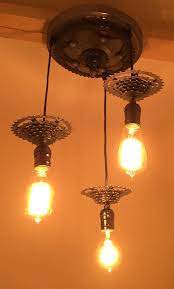 3 Hanging Pendant Lights Made From Bike Gear Cassettes A Bock Industrial Original Hanging Pendant Lights Pendant Lighting Vintage Lighting
