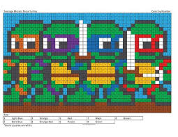 Megapixel Characters Coloring Squared Turtle Coloring Pages Ninja Turtle Coloring Pages Pixel Art Templates