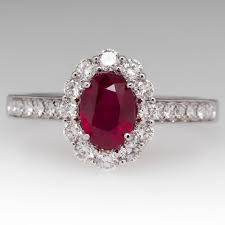Red Ruby Engagement Ring W Diamond Halo 14k Gold Ruby Engagement Ring Gothic Engagement Ring Gemstone Diamond Engagement Rings
