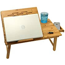 A laptop table made of glass or laminated wood is easy to clean with a damp cloth or as per the manufacturer's instructions. Yatai Bamboo Laptop Desk For Bed Portable Bed Laptop Stand With Drawer Adjustable Bamboo Wood Table For Notebook Lap Desk Serving Breakfast Tray Stand Book Reading Foldable Computer