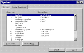 Word Inserting Symbols