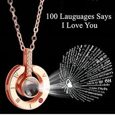 Gift For Girlfriend 100 Languages Says I Love You Projection Necklace Valentines Day Gift Present Heart And Round Love Necklace Girlfriend Gifts Gift Necklace