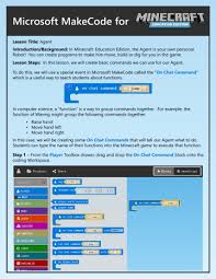 Get familiar with your agent lesson 2: Microsoft Makecode For Minecraft Education Edition Manualzz