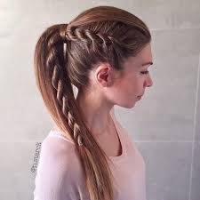 Hairinspiration On Instagram Side Twist Into Ponytail Rope Braided Hairstyle Straight Hairstyles Long Hair Styles