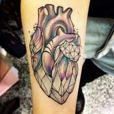 Pin By Megan Barber On Tattoos Diamond Heart Tattoo Heart Tattoo Crystal Tattoo