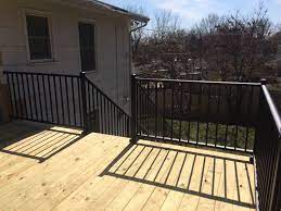 Westbury Aluminum Railing Black With Metal Posts Attached To Deck Metal Deck Railing Iron Railing Metal Deck
