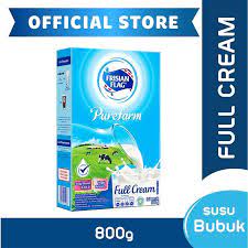 Susu full cream mengandung energi sebesar 502 kilokalori, protein 27 gram, karbohidrat 40 gram, lemak 26 gram, kalsium 800 miligram, fosfor 600 miligram, dan zat besi 6,67 miligram. Jual Frisian Flag Purefarm Susu Bubuk Full Cream 800 G Online Maret 2021 Blibli