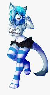 furry #furryanime #wulf #wolf #girl #blue - Furry Yiff, HD Png Download ,  Transparent Png Image - PNGitem