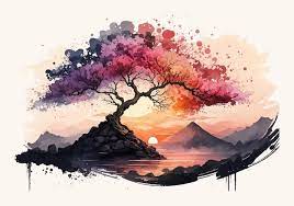 Beautiful Watercolor Painting Against