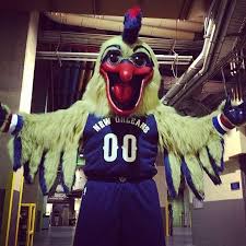 A huge pelican with fish on his beak. New Orleans Pelicans Mascot Pierre The Pelican Photo