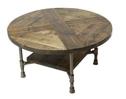 Industrial style wood coffee table with steel pipe legs Home Living Furniture Round Rustic Industrial Pipe Coffee Table