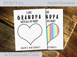 Birthday Card Ideas For Grandparents Grandpa Birthday Card From Grandchild Printable Greeting Cards Grandfather Colorable Card For Children Diy Card For Him Instant Download Grandpa Birthday Card Grandpa Birthday Printable Greeting Cards
