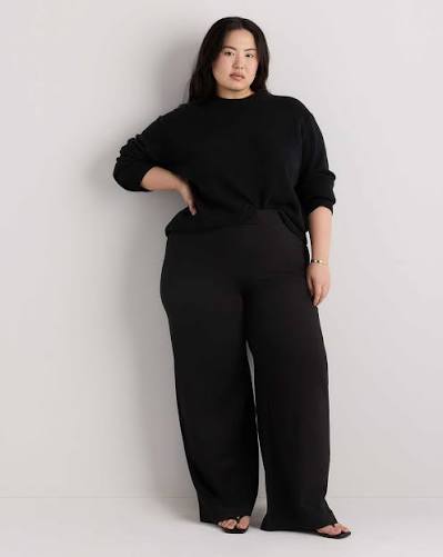 Ultra-Stretch Ponte Wide Leg Pants - 32" - Plus Size in Black