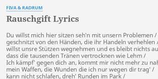 Wenn ein mann nicht weiß, was er will, versuche nicht, ihn zu ändern versuche nicht, ihn zu ändern Rauschgift Lyrics By Fiva Radrum Du Willst Mich Hier