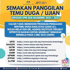A) semakan panggilan temuduga upu. Hebahan Kemasukan Semakan Temuduga Dan Ujian Khas Program Diploma Ambilan Sesi 1 2021 2022 Upsi Portal Rasmi Universiti Pendidikan Sultan Idris