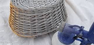 You already bought plain wicker baskets, you love them, you don't want to buy new ones, and you don't want to hear the husband complain about how much. Painted Wicker Basket Thrift Store Makeover My Repurposed Life Rescue Re Imagine Repeat