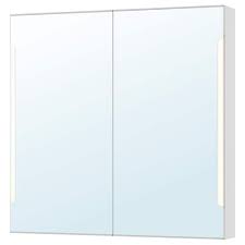 Storjorm Mirror Cabinet W 2 Doors Light White 31 1 2x5 1 2x37 3 4 Tablette En Verre Ikea Rangement Avec Miroir