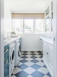 Usually these estimates will be free. Bright Laundry Room With Blue Cabinets And Black And White Checkerboard Floors By Cottonwood And Co Via Coco Kelley Coco Kelley Coco Kelley
