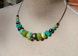 Collier Boules Pate Polymere Turquoise Vert Acide Olive Noir Etsy Beaded Necklace Necklace Jewerly Handmade