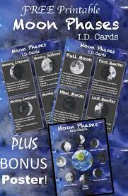 This oreo cookie moon phases activity comes with a free printable worksheet for your kid to learn the names of the moon phases. Free Printable Moon Phases Id Cards Bonus Poster