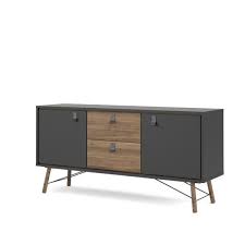 Tvilum scottsdale contemporary wood platform queen bed in coffee. Tvilum Ry Black Matte Walnut 2 Door 2 Drawer Sideboard 86006gmdj The Home Depot