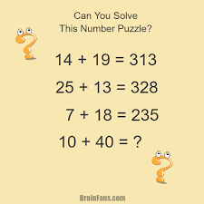 A bear and a rabbit are 70kg if the bear is 60kg alone, then the rabbit is 10kg. Great Maths Puzzles With Answers Brainfans