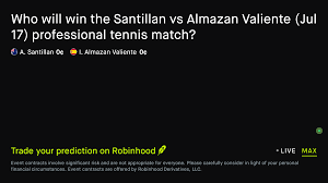 July 17, 2026: Santillan vs Almazan Valiente Tennis Prediction Market