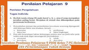 Jika ada kata dan jawaban yang kurang berkenan kami mohan maaf. Jawaban Penilaian Pelajaran 9 Pjok Kelas 7 Pg Halaman 284 Perkembangan Tubuh Remaja Youtube