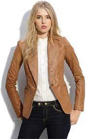 Sylvia Womens Lambskin Tan Leather Blazer Leather Jackets Women Leather Blazer Women Leather Blazer