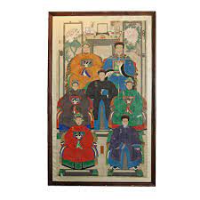 Antique chinese ancestor portrait painting on silk fabric scroll, 19th c. Shen S Gallery Chinese Antiques Ancestral Painting Bay Area