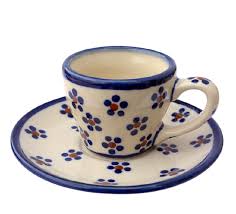 Both cups and saucers are dishwasher safe. Polish Pottery Espresso Cup And Saucer Marguarete Design