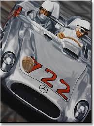 Sterling Moss Driving Dennis Jenkins Navigating Won The 1955 Milia Migla Driving 300slr Motorsport Art Automotive Art Illustrations Art Cars