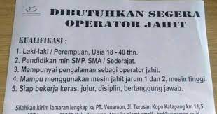 Type 1 or more characters for results. Lowongan Lowongan Kerja Pt Venamon Lulusan Smp Sma Smk 2021