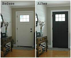 Updating The Entryway With Sherwin Williams Iron Ore Interior Door Colors Black Interior Doors Interior Front Door