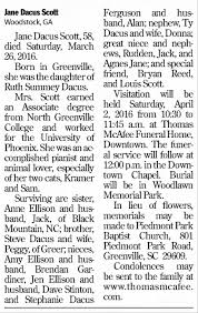 Dacus, Jane Obituary