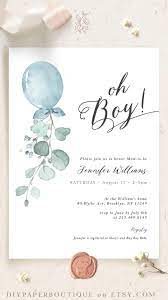 Oh Boy Baby Shower Invitation Balloon Baby Shower Template Etsy Baby Shower Balloons Boho Baby Shower Invitations Baby Shower Invitation Templates