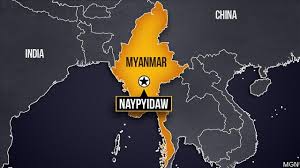 The outline of the country is filled with a dark navy blue colour and is on a plain white background. The Latest Myanmar Shuts Down All Flights In Country