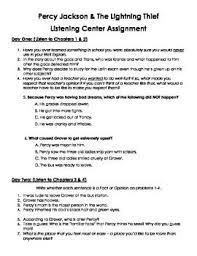 Listening Center Percy Jackson Schedule And Comprehension Questions Listening Center Percy Jackson Comprehension Questions