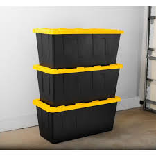 Hdx 55 Gal Tough Storage Bin In Black Hdx55gonline 4 The Home Depot Tote Storage Storage Storage Bin