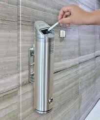 My boyfriend's brother who lives with us is a smoker. Outdoor Cylinder Wall Mounted Ashtray Cigarette Ash Bin Aluminum Lockable Ebay