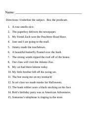 Check spelling or type a new query. Identifying Subject And Predicate Worksheet 16282 Doc Name Directions Underline The Subject Box The Predicate 1 A Rose Smells Nice 2 The Paperboy Course Hero