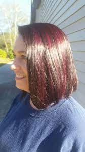Black Hair Color Base With Red Violet Vivid Highlights By Madison At Bettie Monroe Salon In Dacula Ga Black Hair Color Hair Long Hair Styles