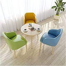 Round Dining Table And Chair Set 1 Table And 3 Chairs Exhibition Hall Pu Leather Chair 80cm Round Tabl In 2021 Table And Chair Sets Pu Leather Chair Living Room Color