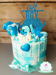 Blue Birthday Cake For Teenager Boy Oh Boy Babyshower Blue Drip Cake Blue Drip Cake Drip Cakes Novelty Birthday Cakes