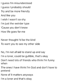 Pin By Jade Redfield On Song Lyrics Lyrics Song Lyrics Loner