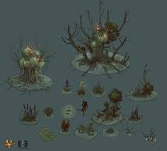 Swamp Dungeon Hunter V Aleksandr Nikonov Environment Concept Art Tree Illustration Concept Art World