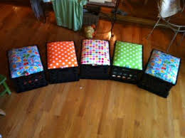 Crate Seats Coordinate One To The Colors Of The Stations When On Self Can Hold Current Project Can Be Used To Stand On For Crate Seats Crafts Diy Projects