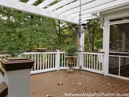 Deck stain can help protect your deck against the adverse effects of moisture, fungus, and ultraviolet light. Deck Before And After With Lodge Brown Solid Stain For The Deck And Railings Between Naps On The Porch