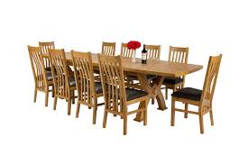 The focal point of any dining room, our solid oak dining tables are made of the highest quality natural oak. Monastery 300cm Double Extending Solid Oak Table 10 Chelsea Brown Leather Oak Chair Set